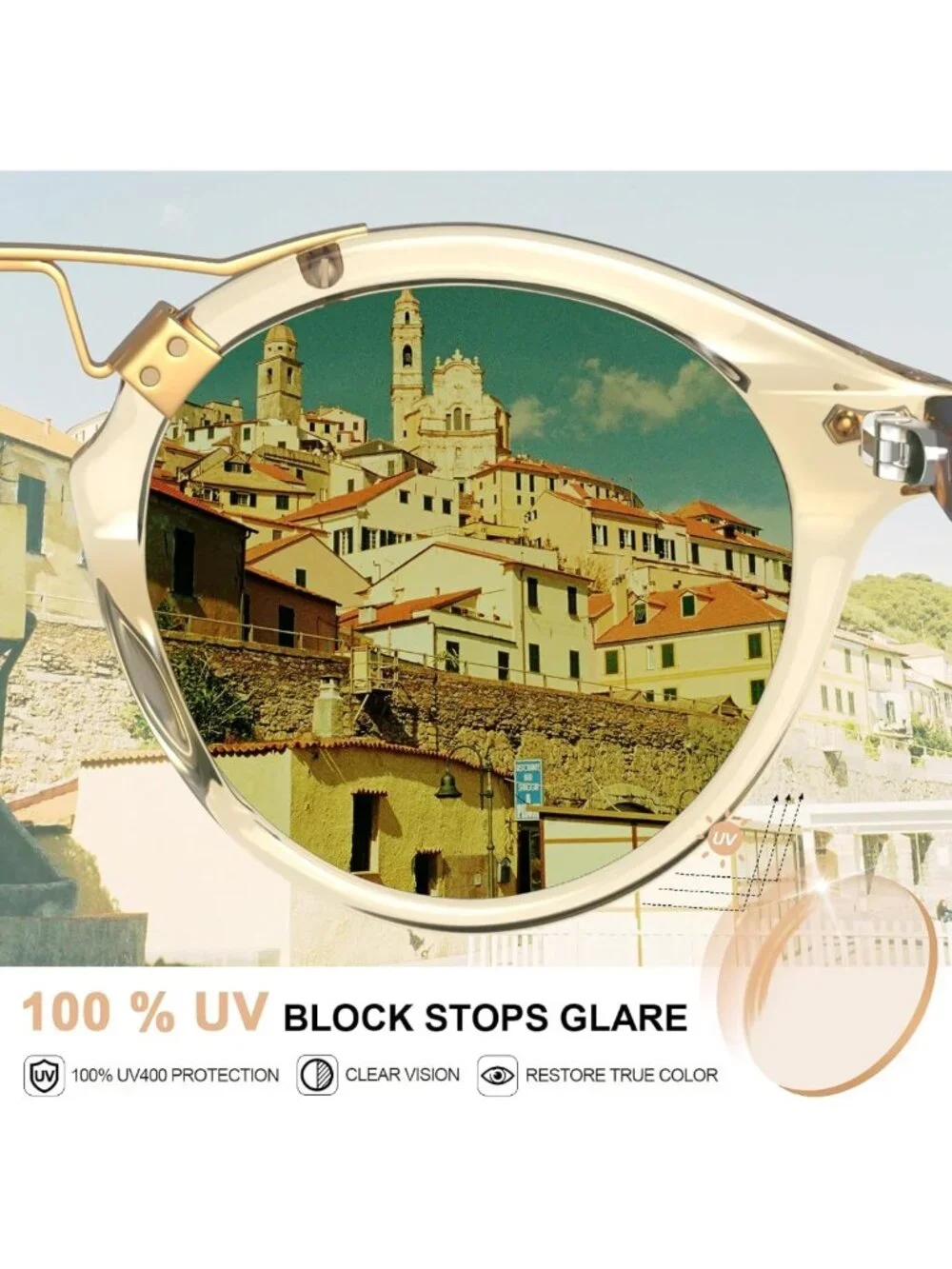 Retro Double Bridge Polarized Women's Sunglasses - Small Acetate Round Frames